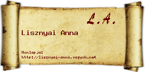 Lisznyai Anna névjegykártya